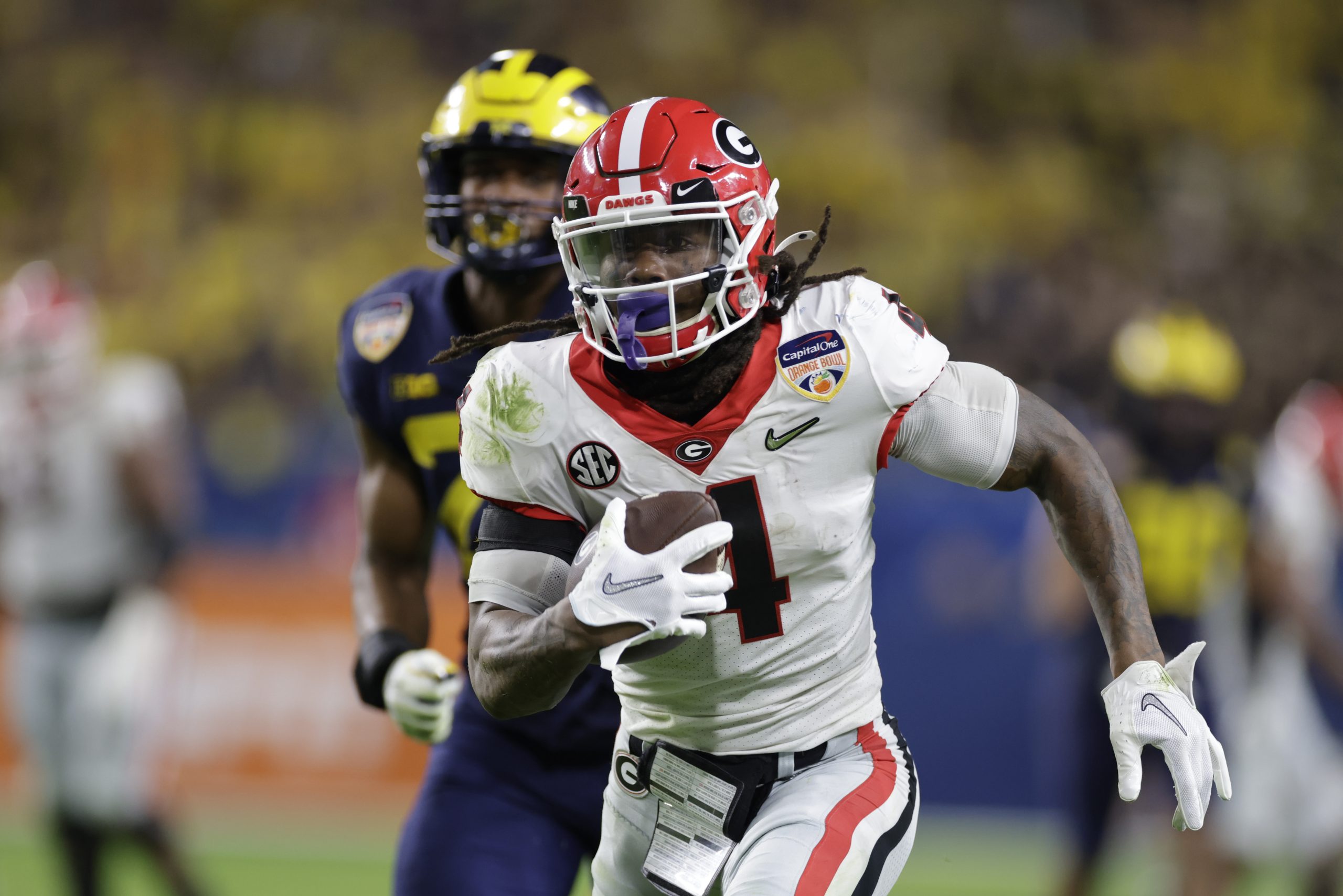 Georgia Bulldogs running back James Cook, who was a second-round pick in the 2022 NFL Draft by the Buffalo Bills.