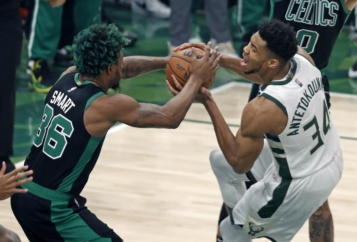 Marcus Smart defends Giannis Antetokounmpo.