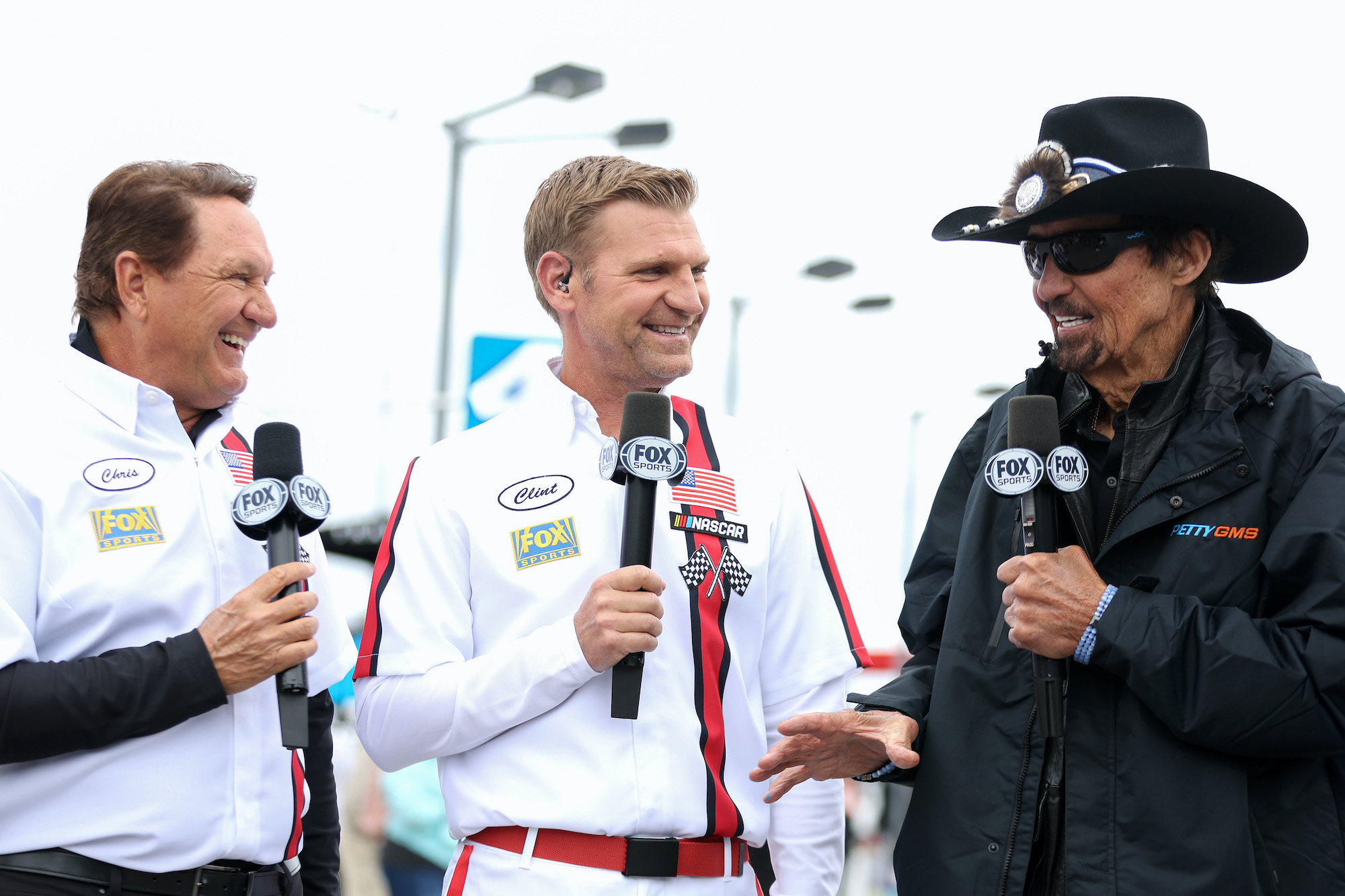 Clint Bowyer talks with Chris Myers and Richard Petty