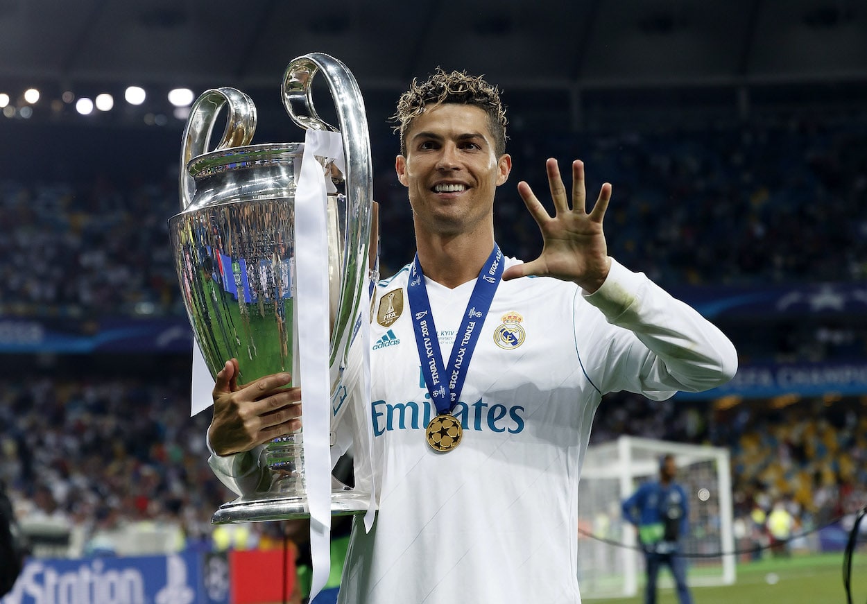 Cristiano Ronaldo and the UEFA Champions League trophy in 2018.