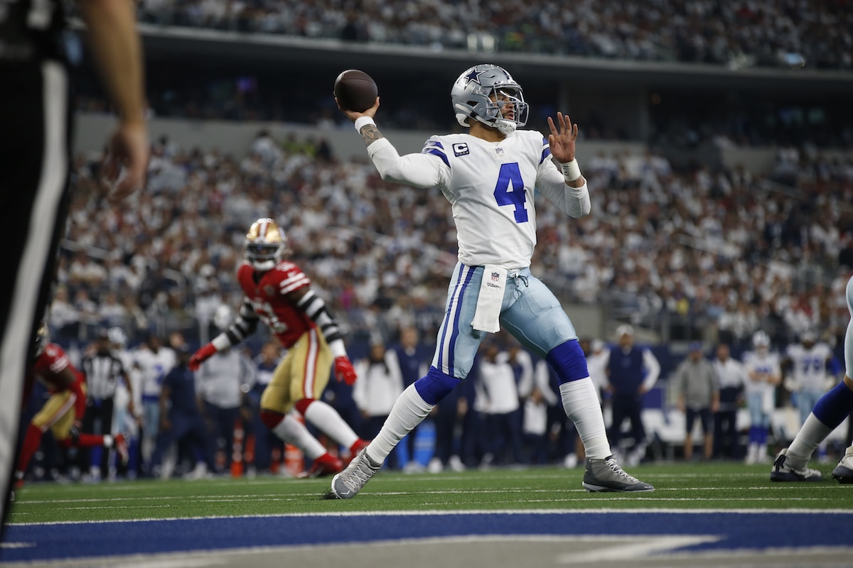 Dak Prescott throws the ball for the Dallas Cowboys