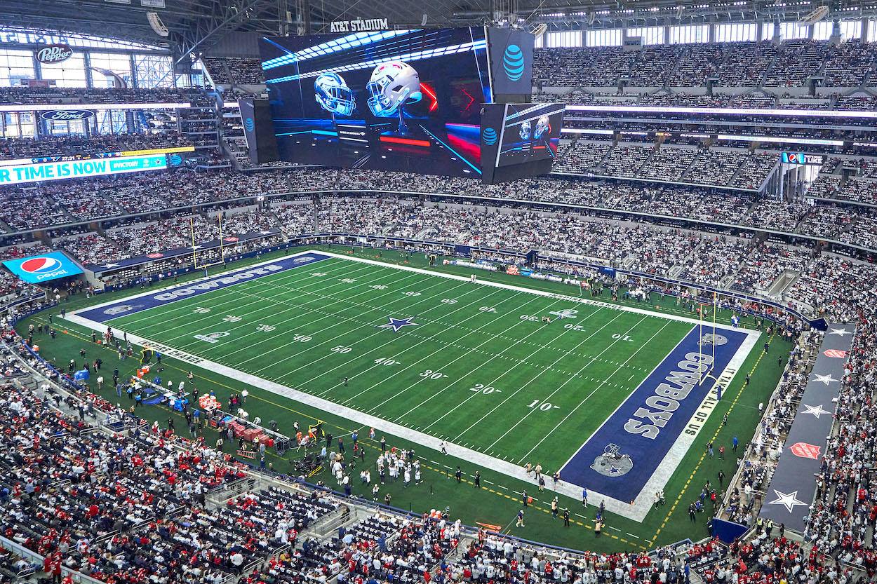 A general view of AT&T Stadium is seen during the NFC Wild Card game in 2022.