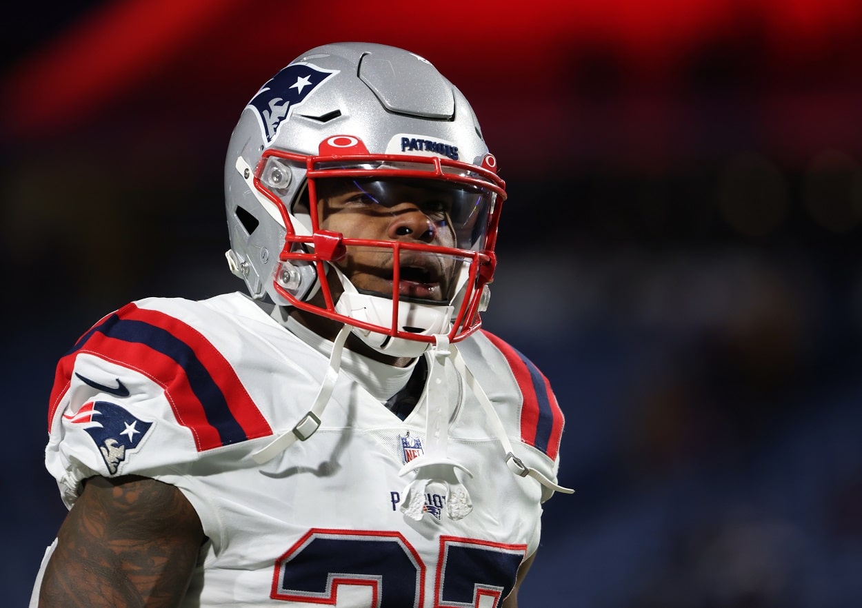 Damien Harris ahead of a Patriots-Bills matchup in December 2021