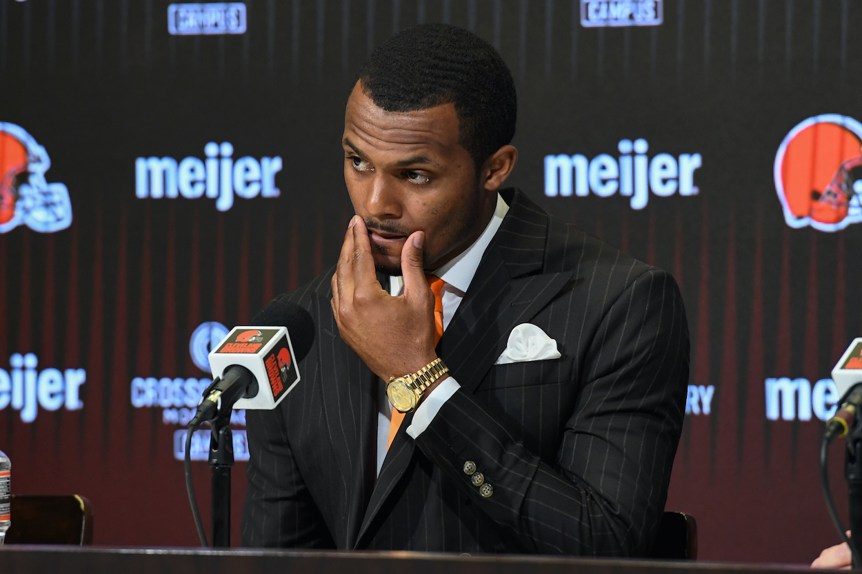 Quarterback Deshaun Watson of the Cleveland Browns. Two of his accusers will be on 'Real Sports with Bryant Gumbel' on Tuesday.
