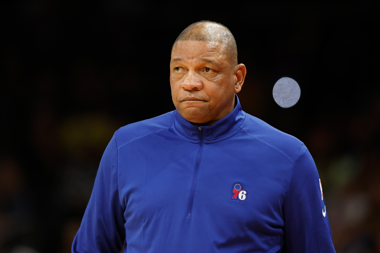 Philadelphia 76ers head coach Doc Rivers during a game against the Suns in 2022.