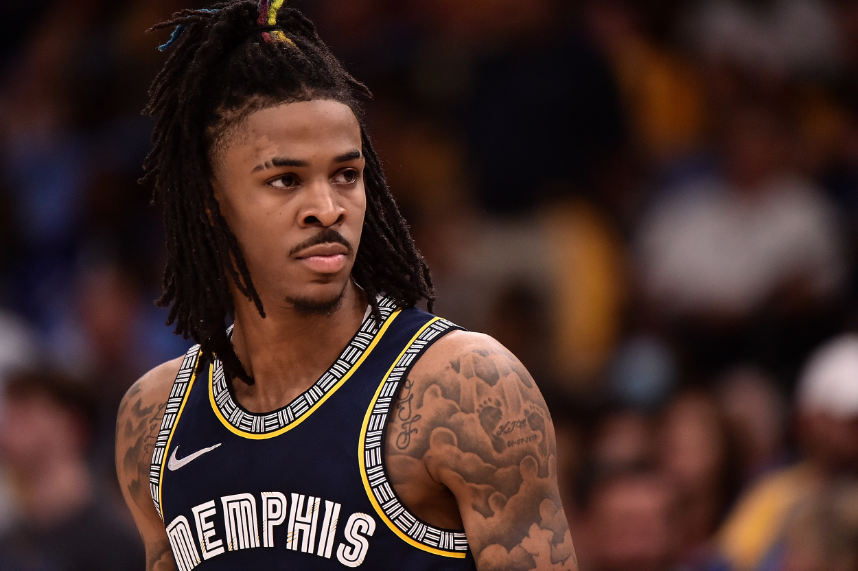 Memphis Grizzlies superstar Ja Morant, who is currently out of his team's lineup.