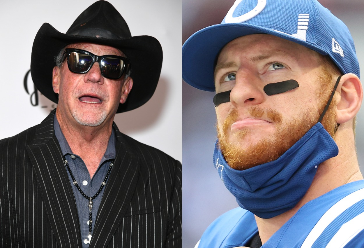 Indianapolis Colts owner Jim Irsay and former Colts quarterback Carson Wentz.