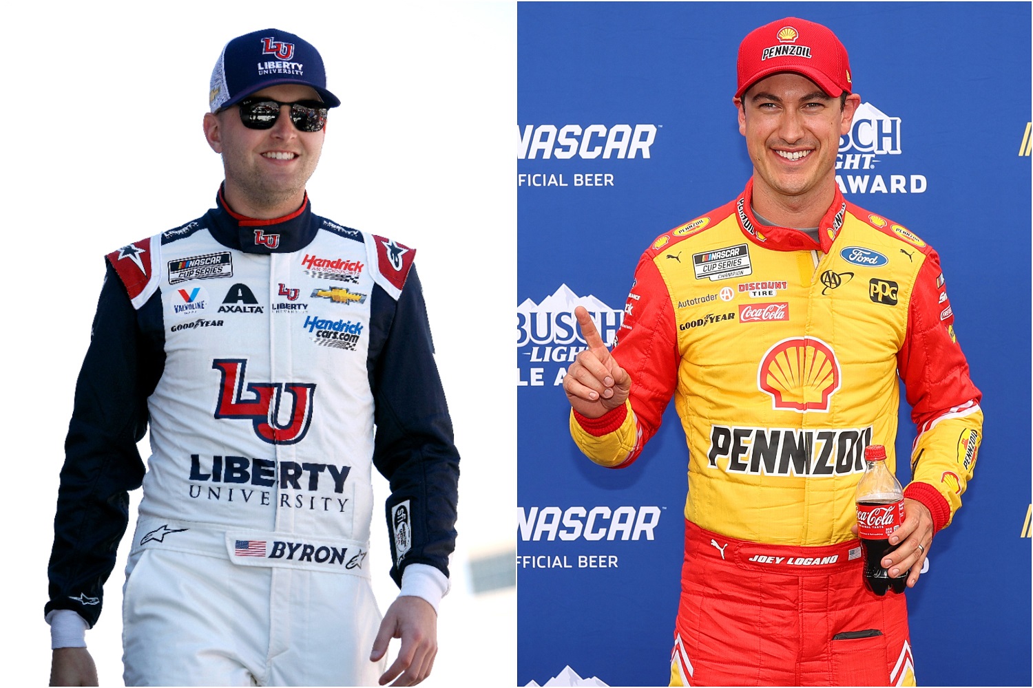 William Byron and Joey Logano, NASCAR Cup Series drivers.