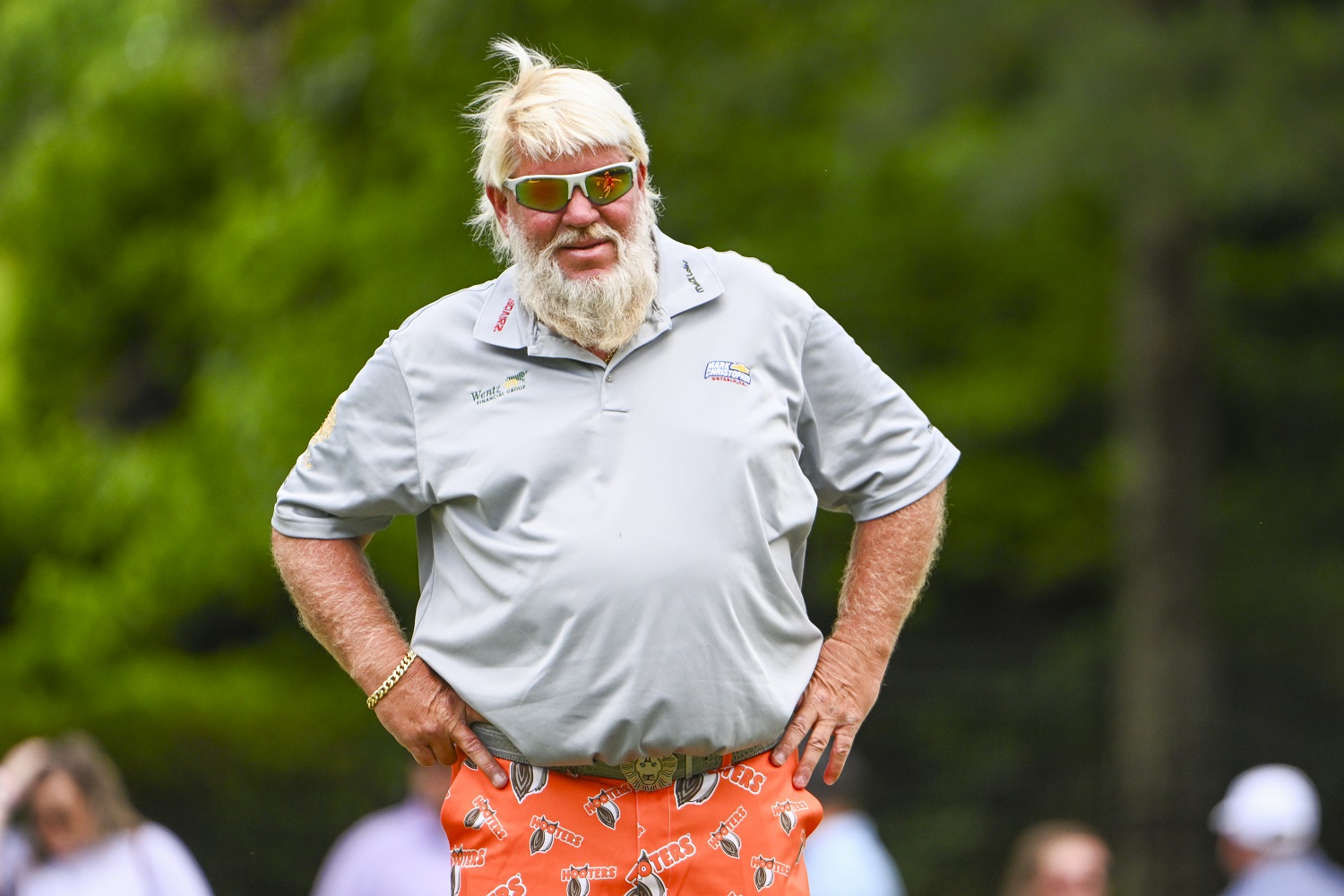 John Daly at the 17th green during the second round of the PGA Tour Champions Regions Tradition at Greystone Golf and Country Club on May 13, 2022.