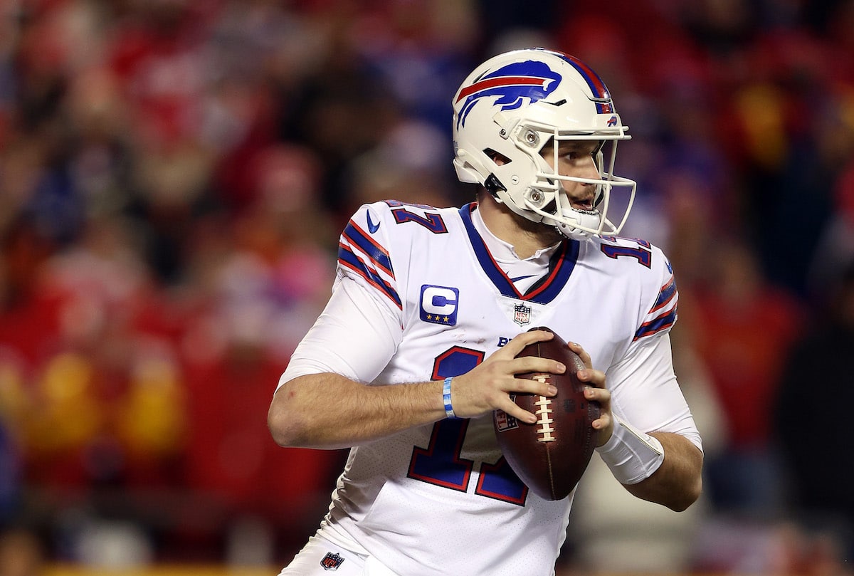 Josh Allen prepares to throw