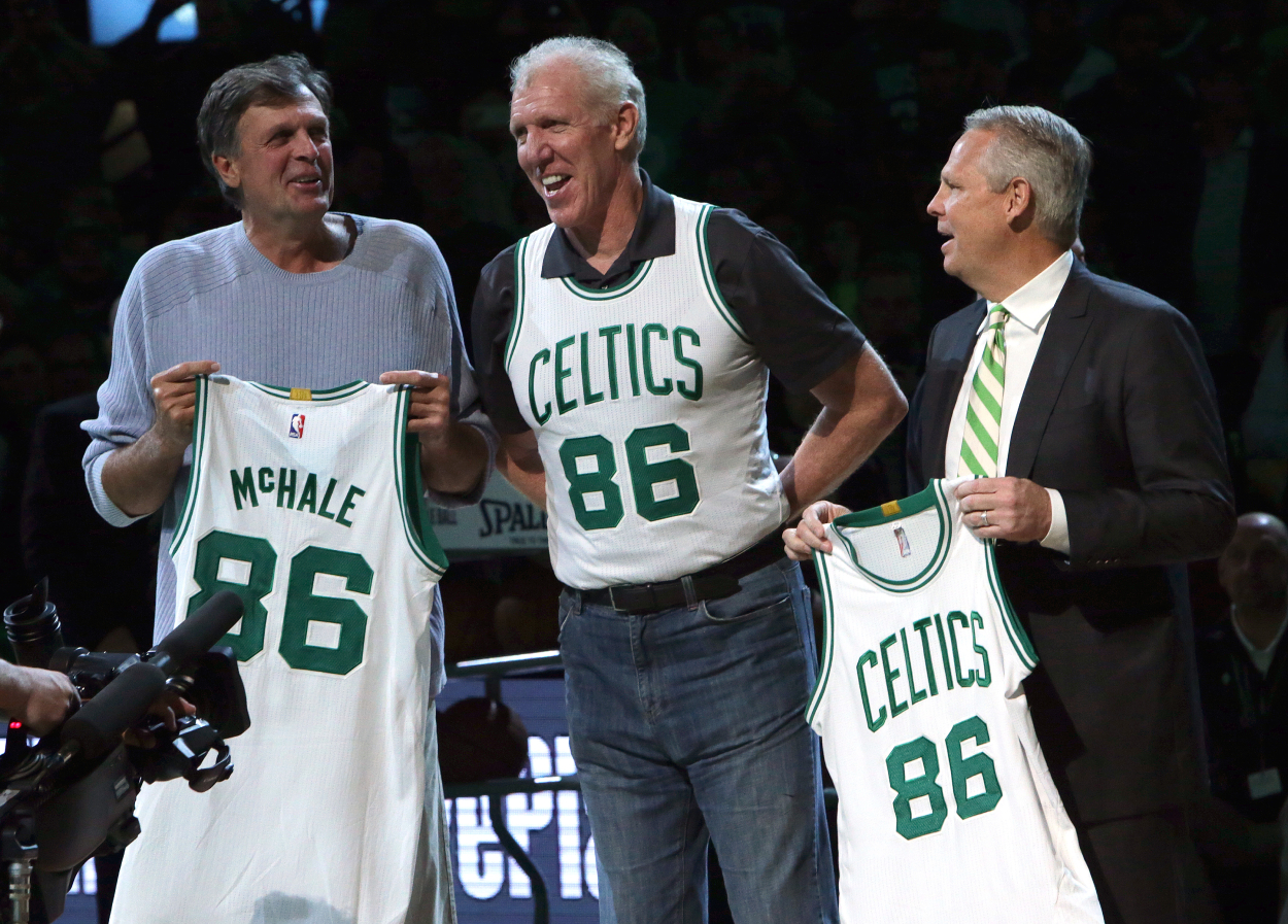 Kevin McHale, Bill Walton, and Danny Ainge from the 86 Championship team.