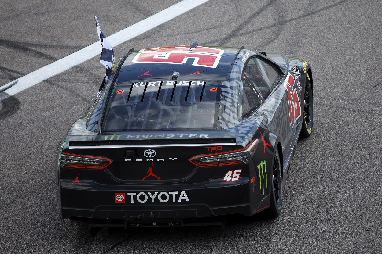 Kurt Busch's No. 45 Toyota at the NASCAR Cup Series AdventHealth 400 at Kansas Speedway in May 2022