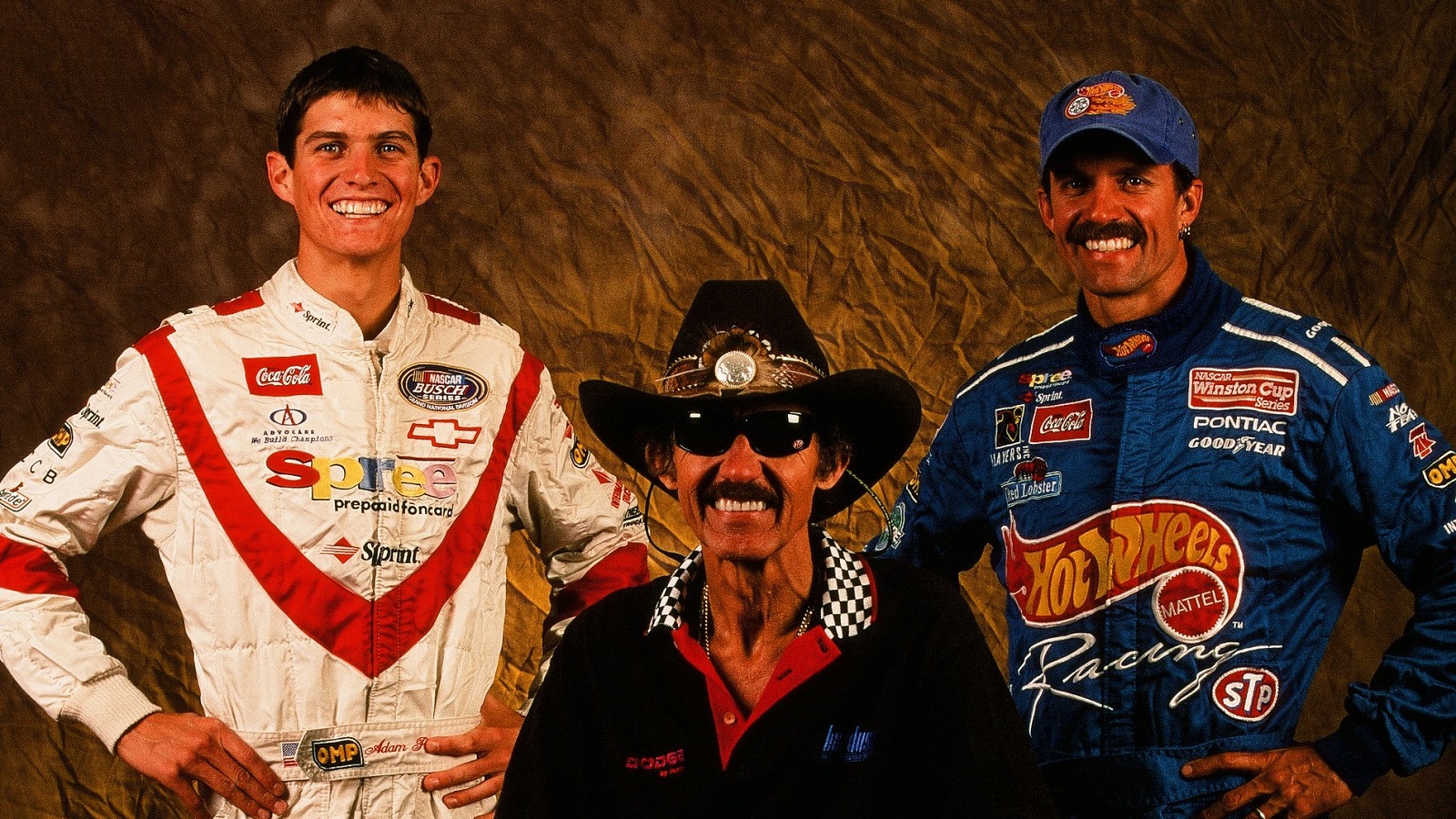 Adam, Richard, and Kyle Petty pose for a photo on Sept. 13, 1999, in Level Cross, North Carolina.