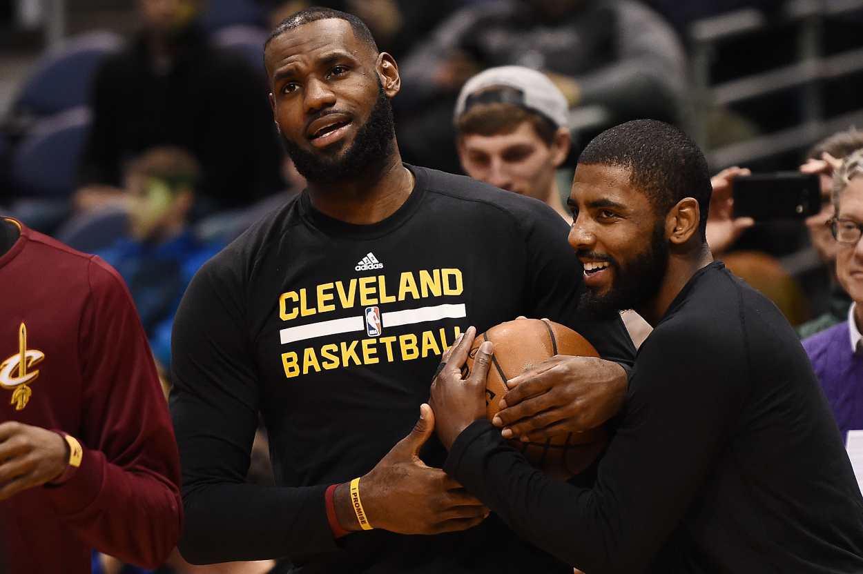 Former Cleveland Cavaliers stars LeBron James and Kyrie Irving.