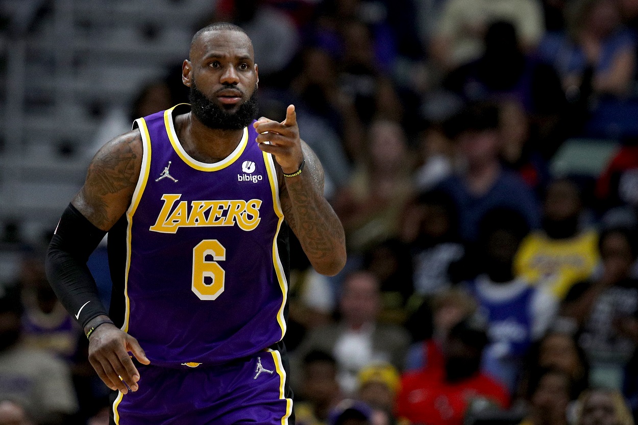 LeBron James during a Lakers-Pelicans matchup in March 2022