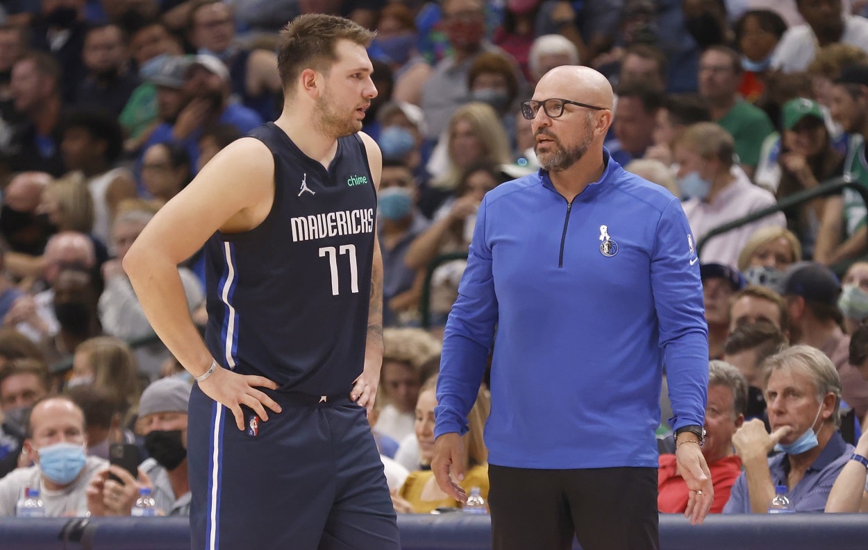 Luka Doncic and Jason Kidd of the Dallas Mavericks