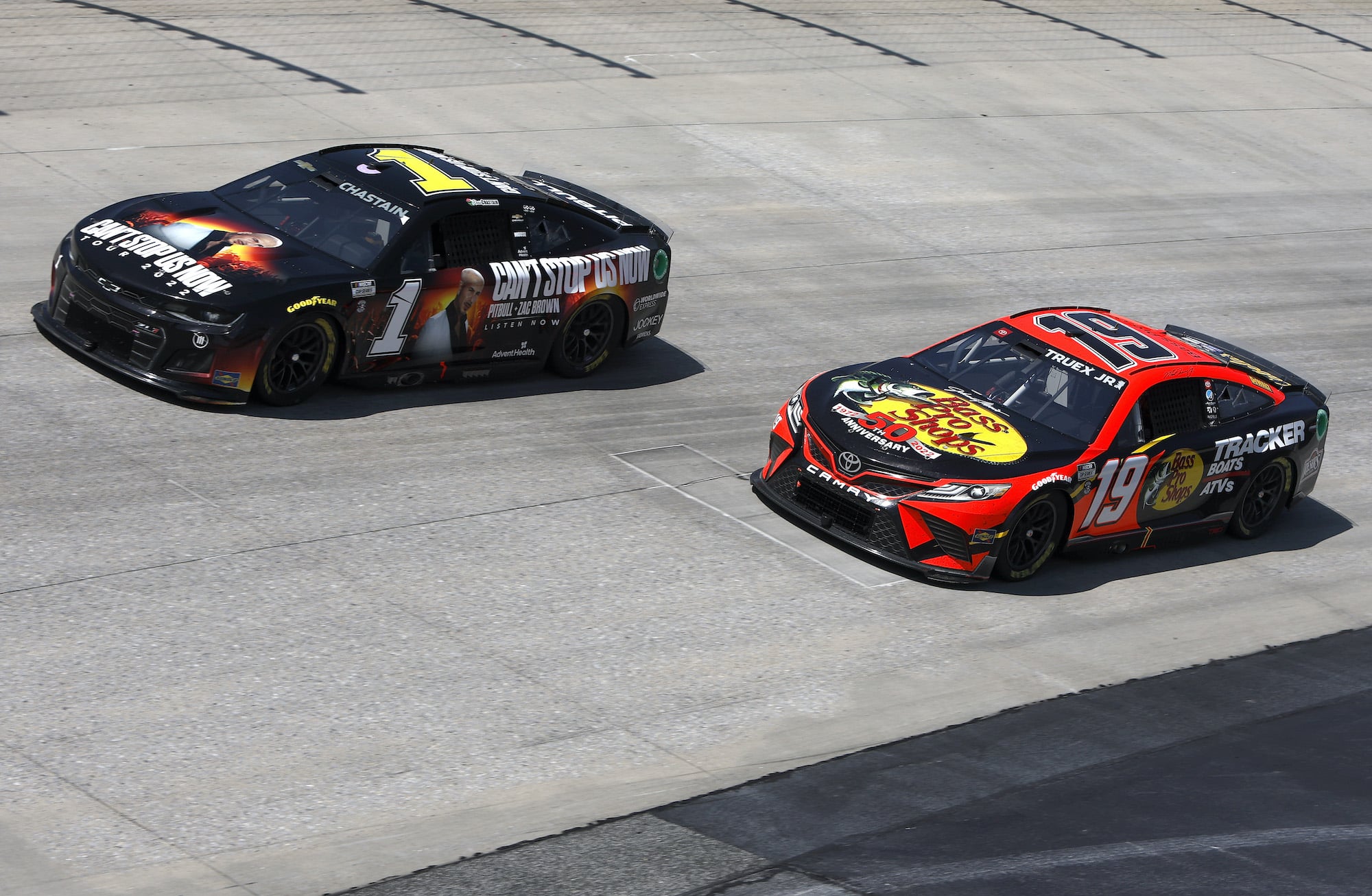 Martin Truex Jr. and Ross Chastain race