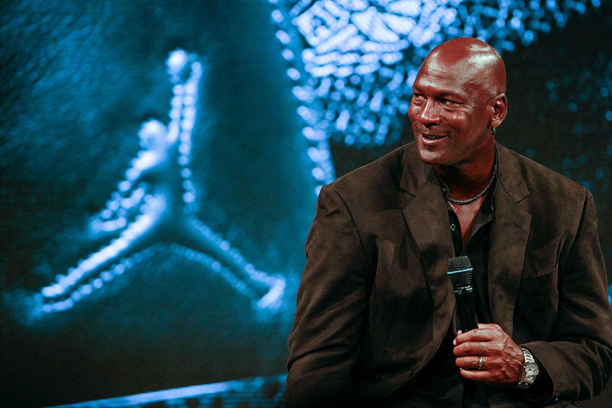 Michael Jordan at a 30th Anniversary Air Jordan event.