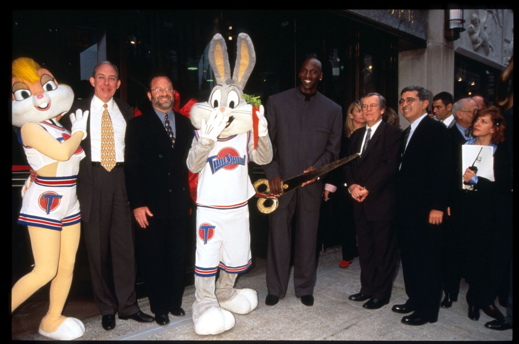 NBA star Michael Jordan and Bugs Bunny of 'Space Jam' opening a Warner Bros. store in New York City