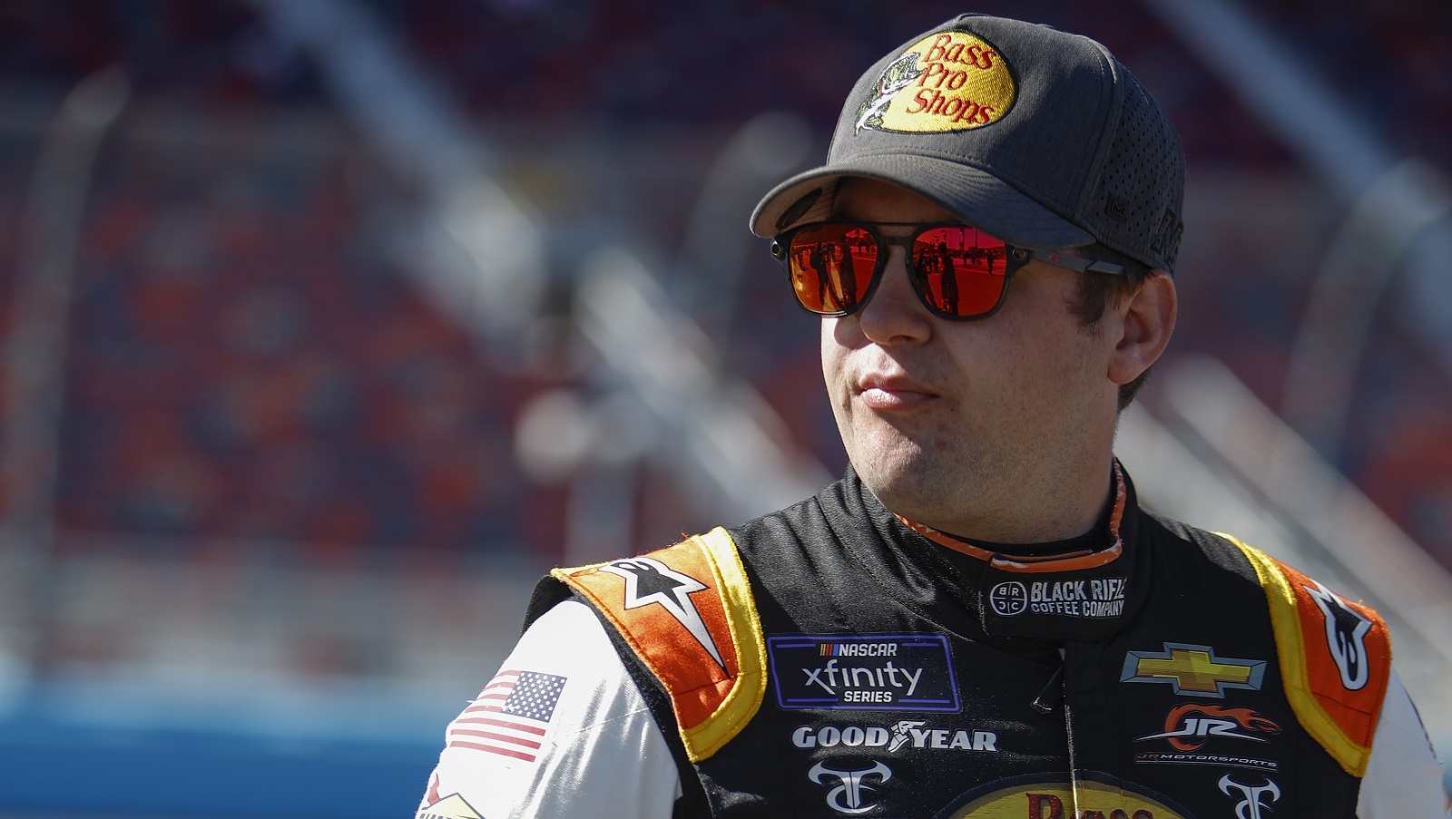 Noah Gragson looks on during qualifying for the NASCAR Xfinity Series United Rentals 200 at Phoenix Raceway on March 12, 2022.