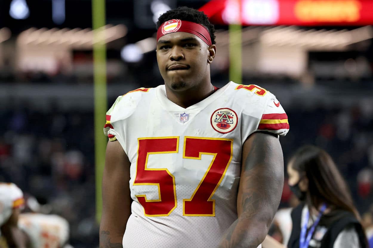 Kansas City Chiefs tackle Orlando Brown after a game.