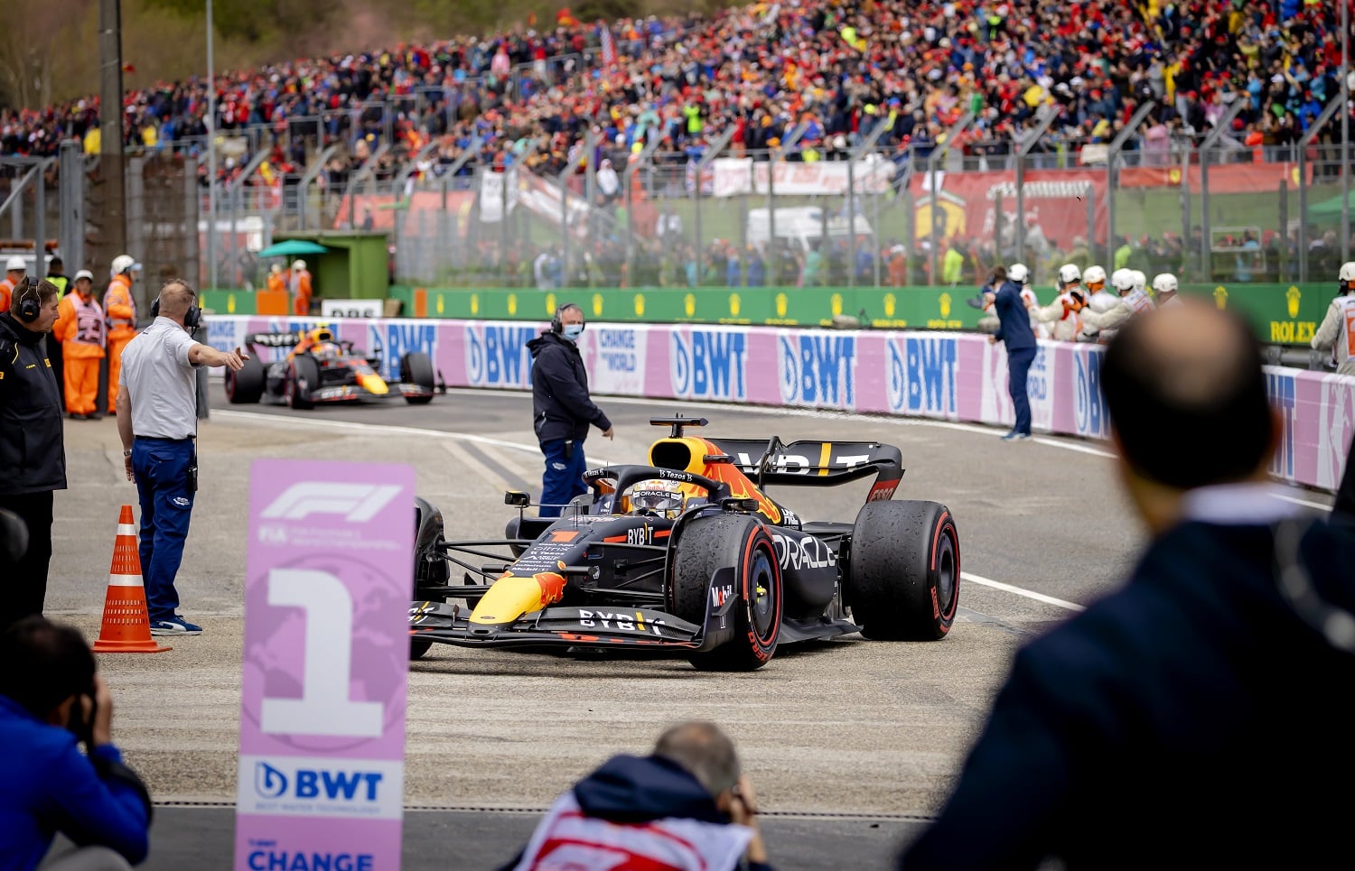 Max Verstappen enters parc ferme after the Formula 1 Grand Prix of Emilia Romagna at Autodromo Enzo e Dino Ferrari on April 24, 2022 in Imola, Italy.