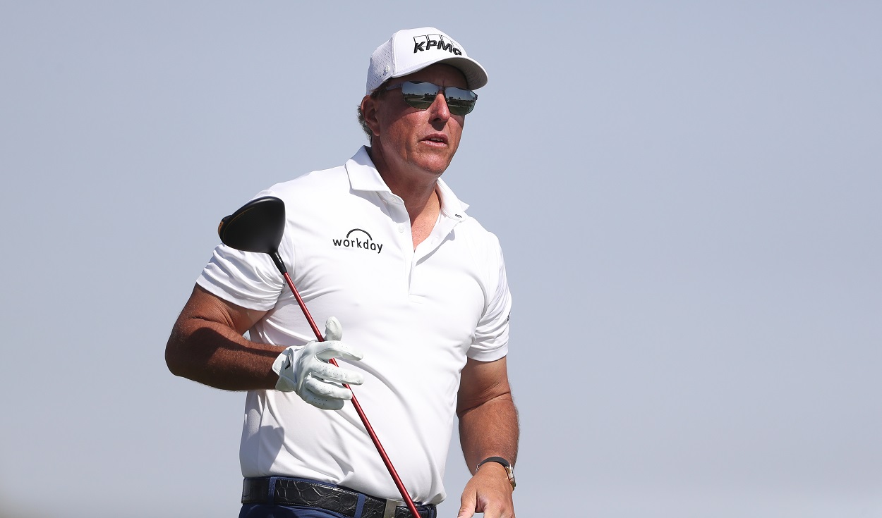 Phil Mickelson tees off at the 2022 PIF Saudi International