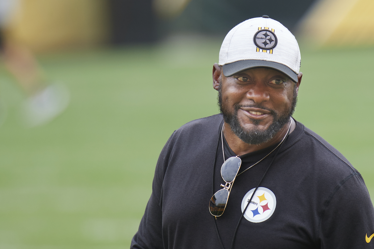 Pittsburgh Steelers head coach Mike Tomlin smiles in 2021. His team has a big travel advantage next season thanks to the NFL schedule.
