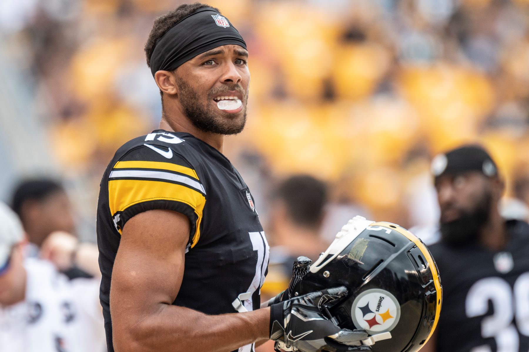 Trey Griffey #15 of the Pittsburgh Steelers during an NFL preseason game against the Tennessee Titans at Heinz Field