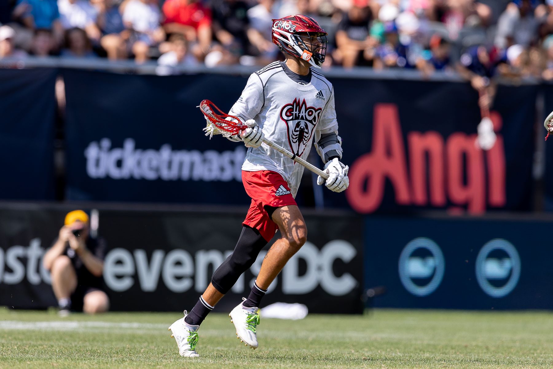 Chaos midfielder Dhane Smith plays in the Premier Lacrosse League championship game against the Whipsnakes at Audi Field
