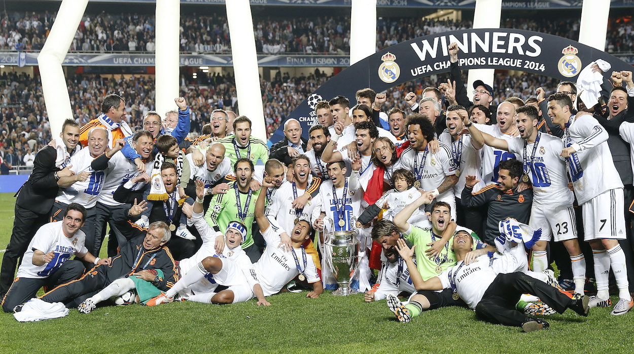 Real Madrid had the most Champions League titles with 13. The club s seen here celebrating its 2014 UCL Finals win.