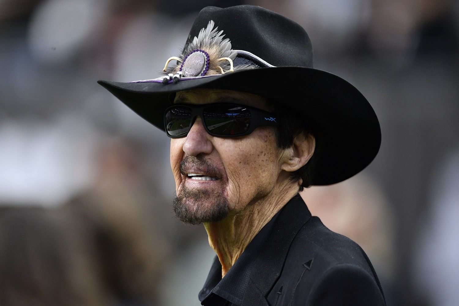 NASCAR Hall of Famer Richard Petty looks on before a game between the Las Vegas Raiders and Washington Football Team at Allegiant Stadium on Dec. 5, 2021 in Las Vegas, Nevada.