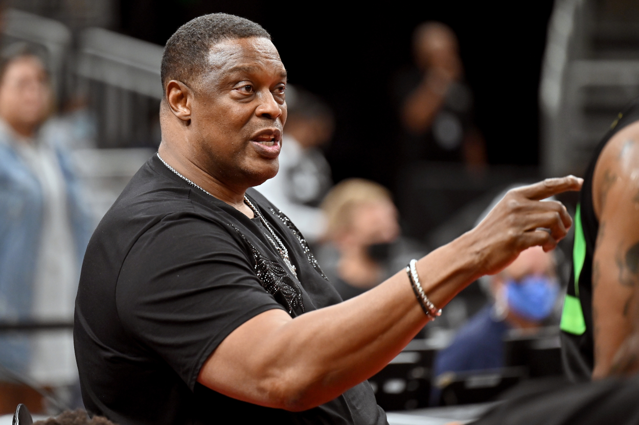 Coach Rick Mahorn of the Aliens calls out instructions during the game against the Enemies during BIG3 action.
