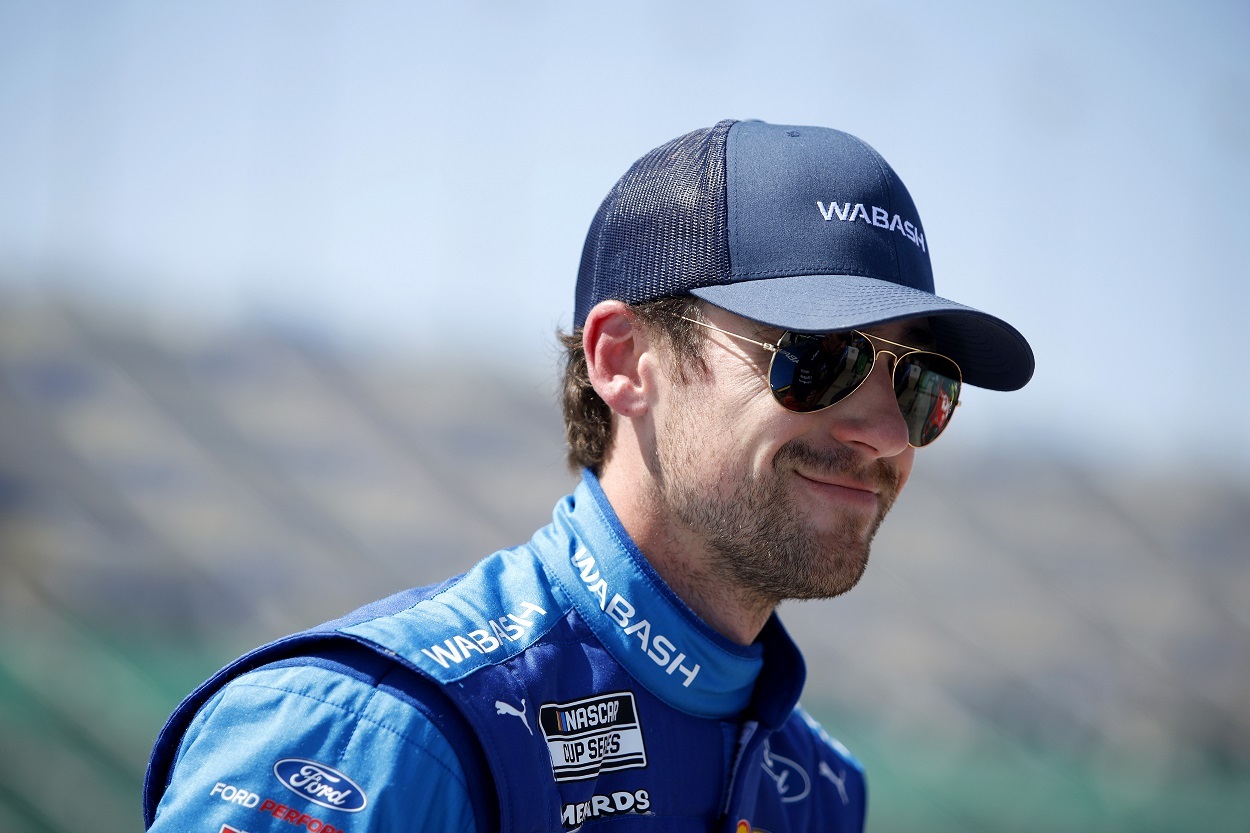 Ryan Blaney during practice for the NASCAR Cup Series AdventHealth 400 at Kansas Speedway