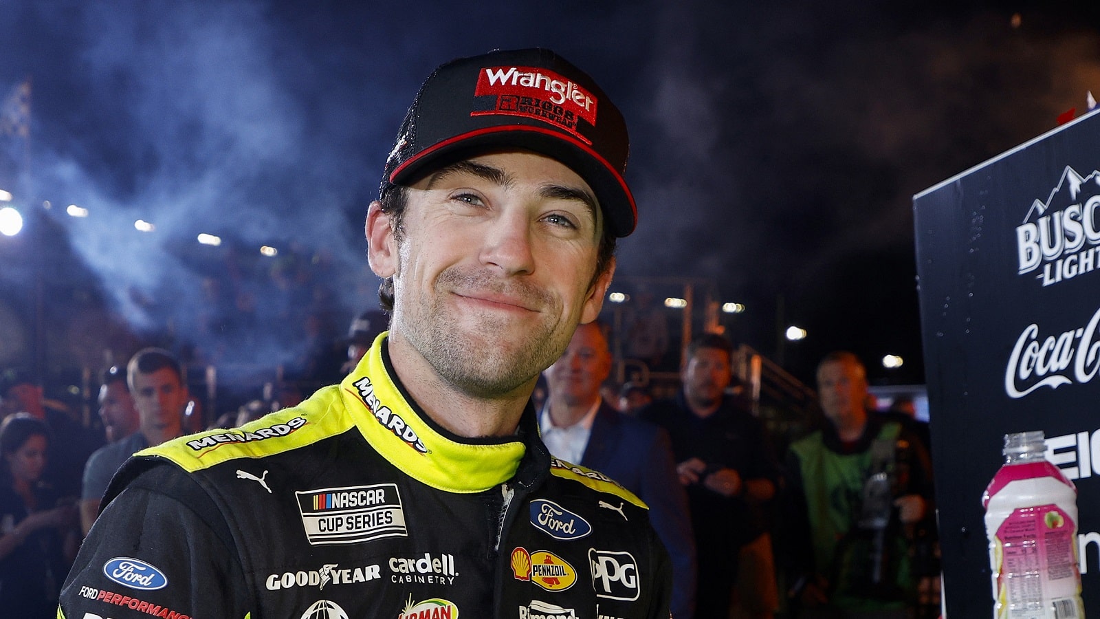 Ryan Blaney in Victory Lane after winning the NASCAR Cup Series All-Star Race at Texas Motor Speedway on May 22, 2022.