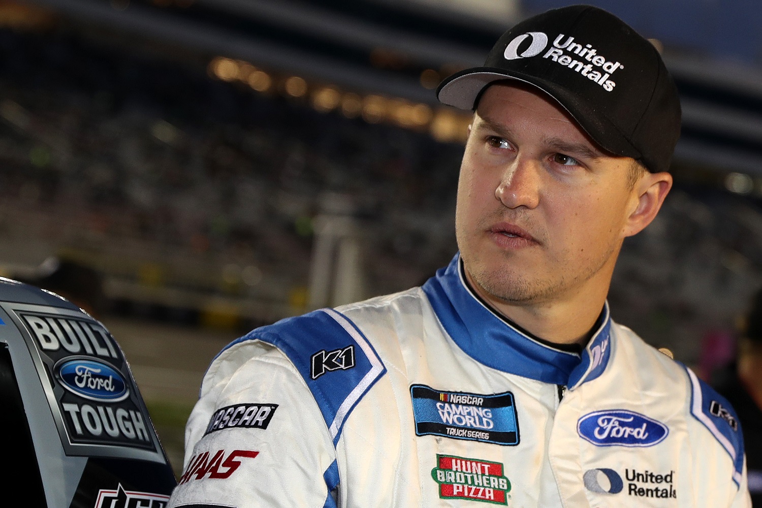 Ryan Preece waits on the grid prior to the NASCAR Camping World Truck Series Victoria's Voice Foundation 200 at Las Vegas Motor Speedway on March 4, 2022.