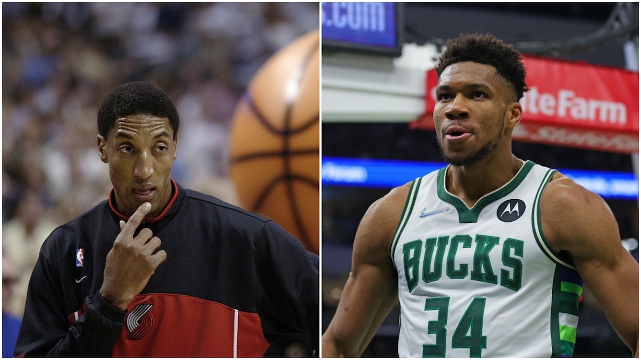 Scottie Pippen (L) and Giannis Antetokounmpo (R)