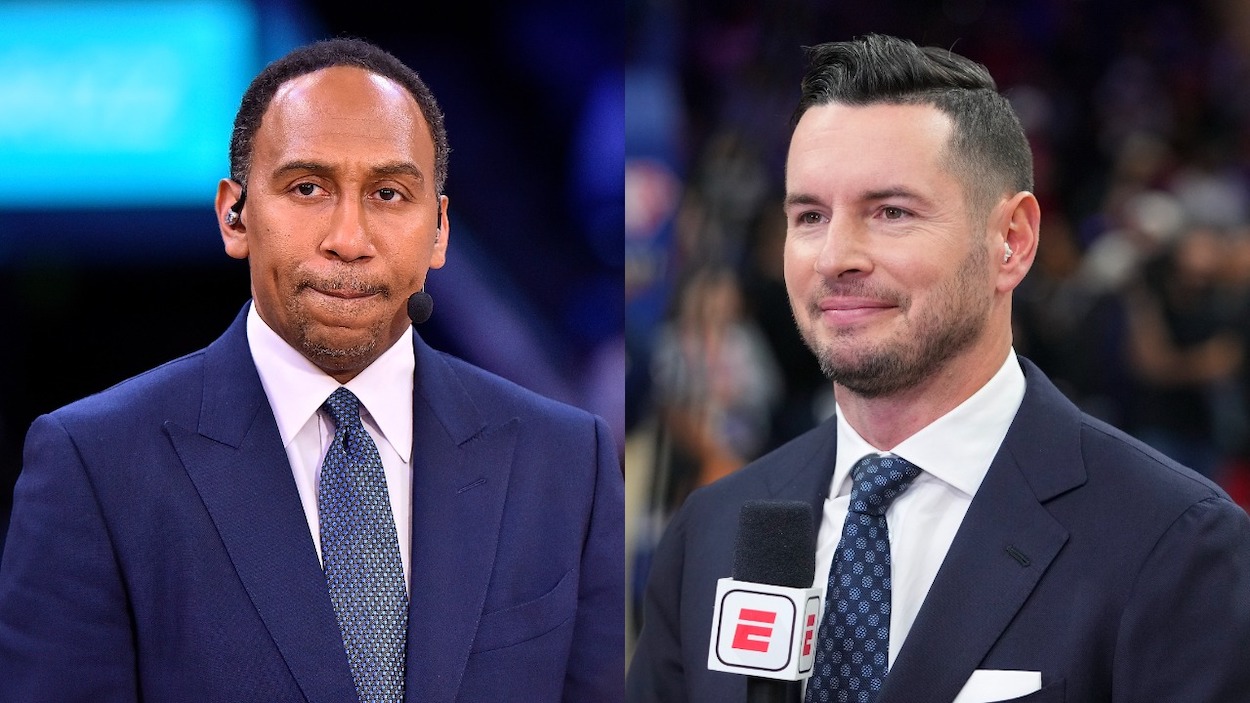 (L-R) ESPN analysts and 'First Take' personalities Stephen A. Smith and JJ Redick.