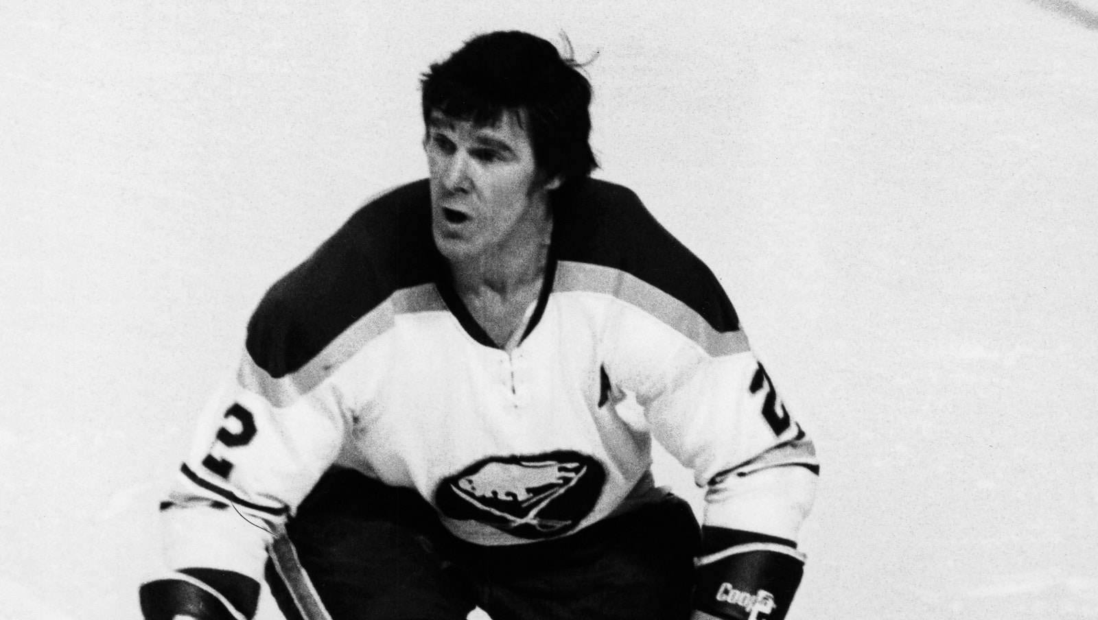 Canadian hockey star Tim Horton skates during a Buffalo Sabres game in an undated photo from the 1970s.