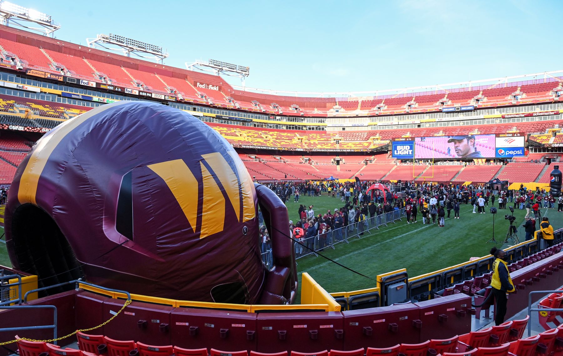 The Washington Commanders NFL football team holding a draft party at the FedEx Field in Landover, Maryland