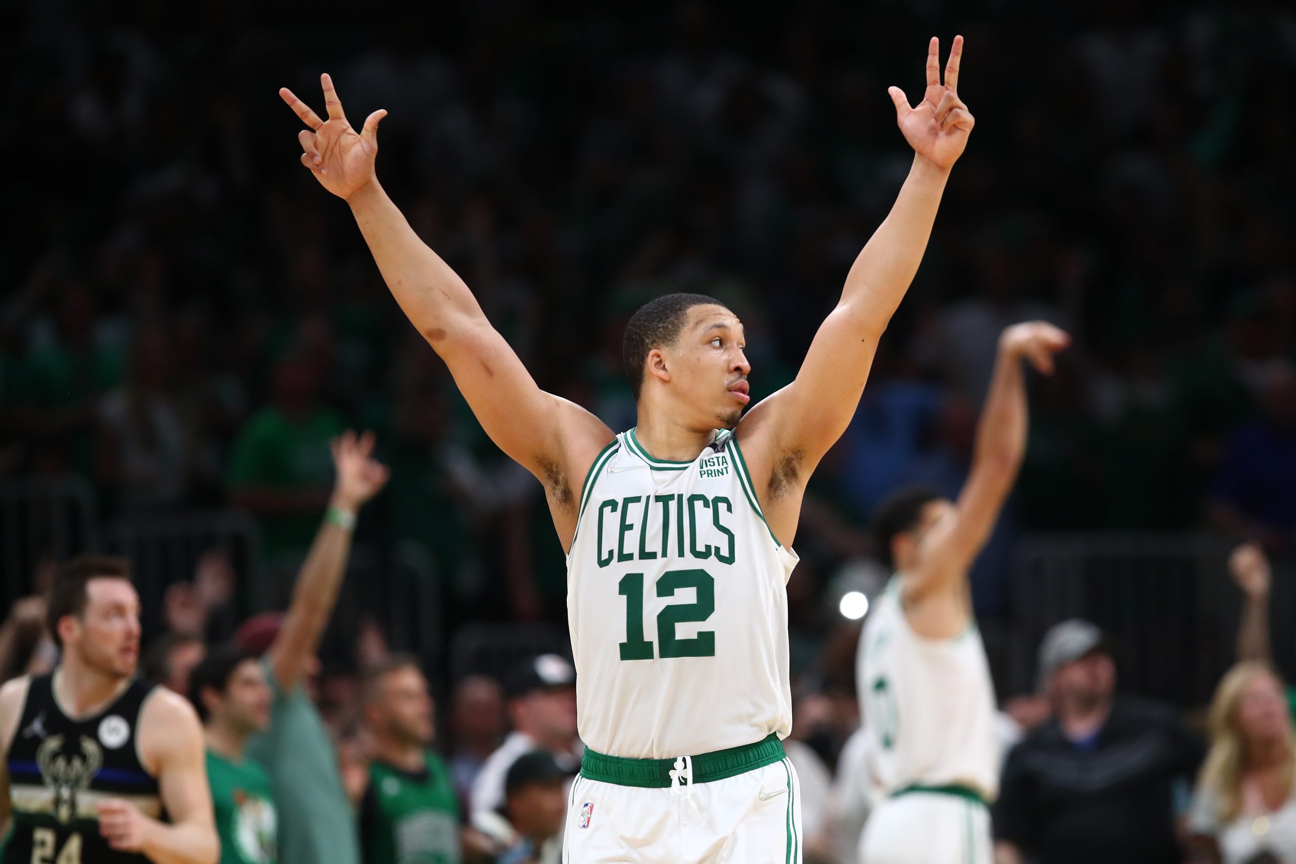 Grant Williams of the Boston Celtics reacts during the fourth quarter.