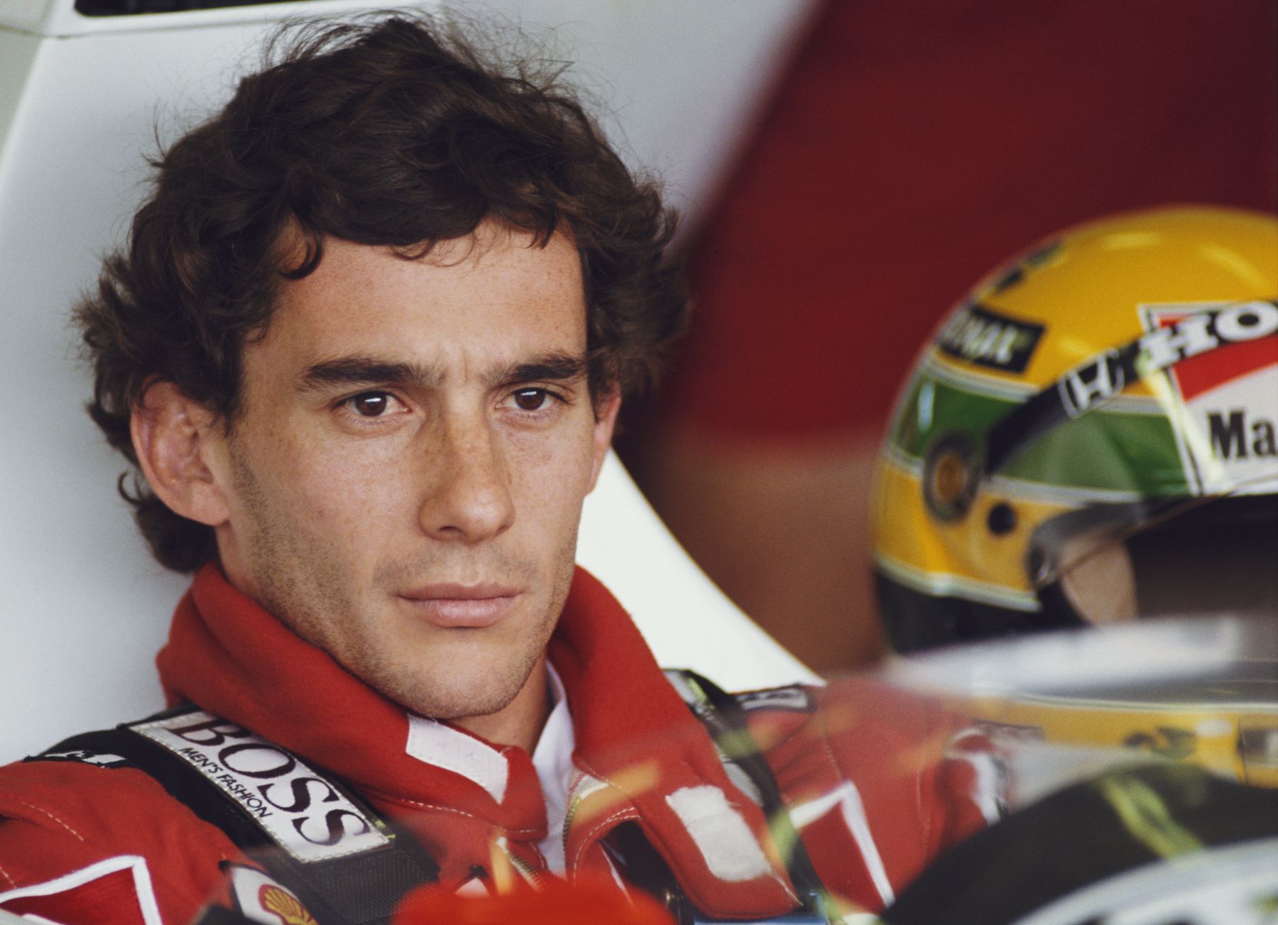Motorsports racer Ayrton Senna of Brazil at practice for the Hungarian Gran Prix in Budapest