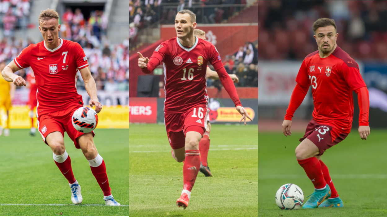 MLS players in UEFA Nations League tournament (L-R) Poland's Adam Buksa, Hungary's Daniel Gazdag, and Switzerland's Xherdan Shaqiri