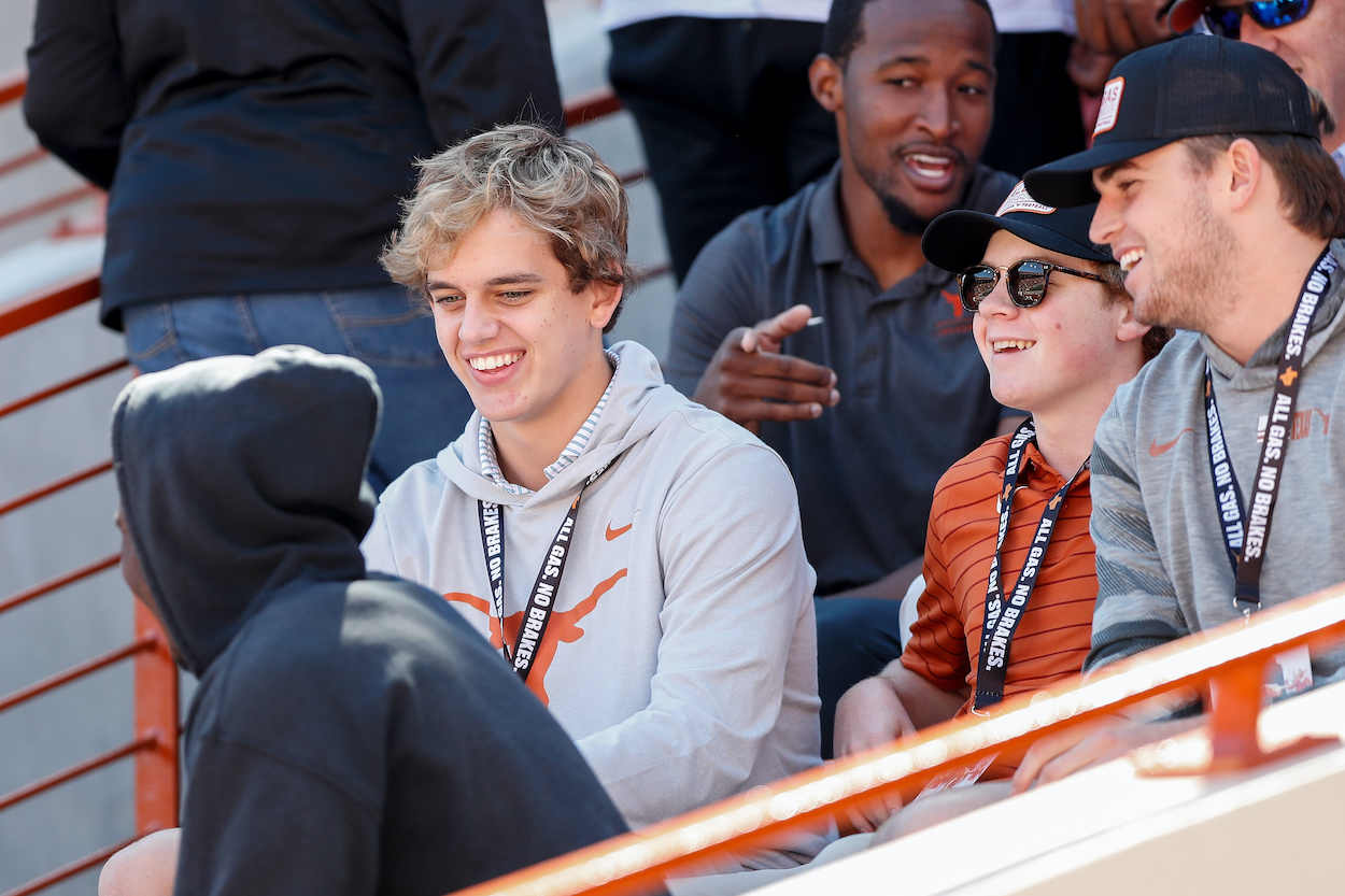 Arch Manning of Isidore Newman School attends the game between the Texas Longhorns and the Oklahoma State Cowboys in 2021.