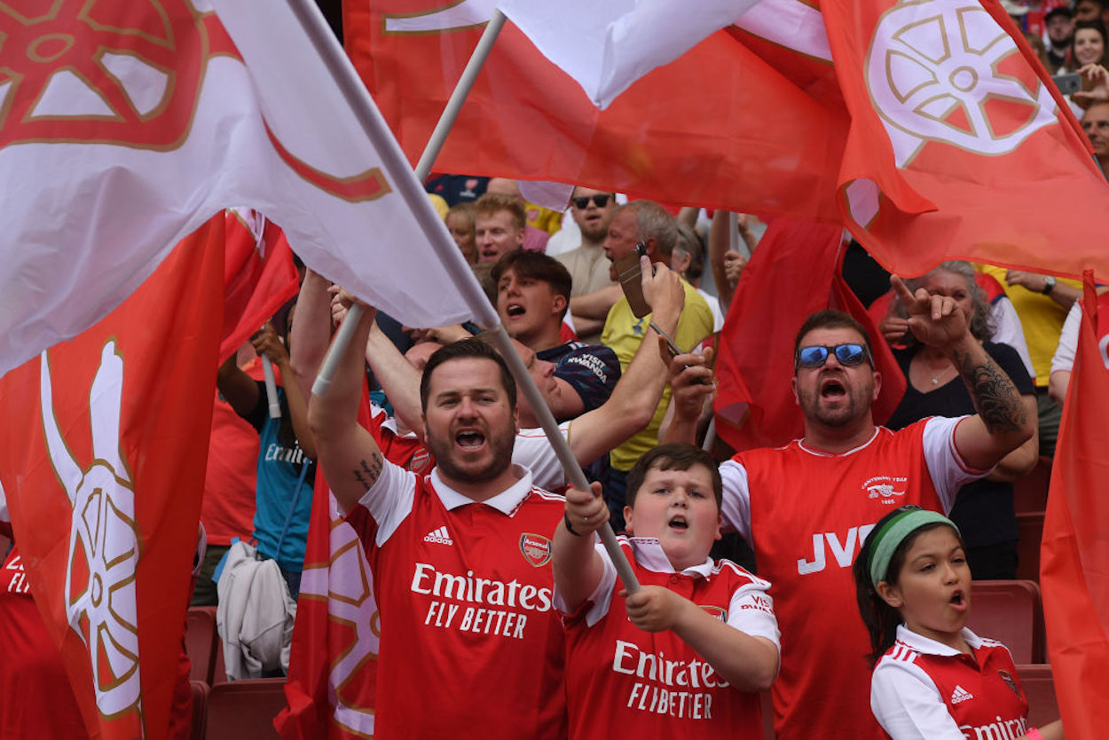 Arsenal supporters in the stands at Emirates Stadium