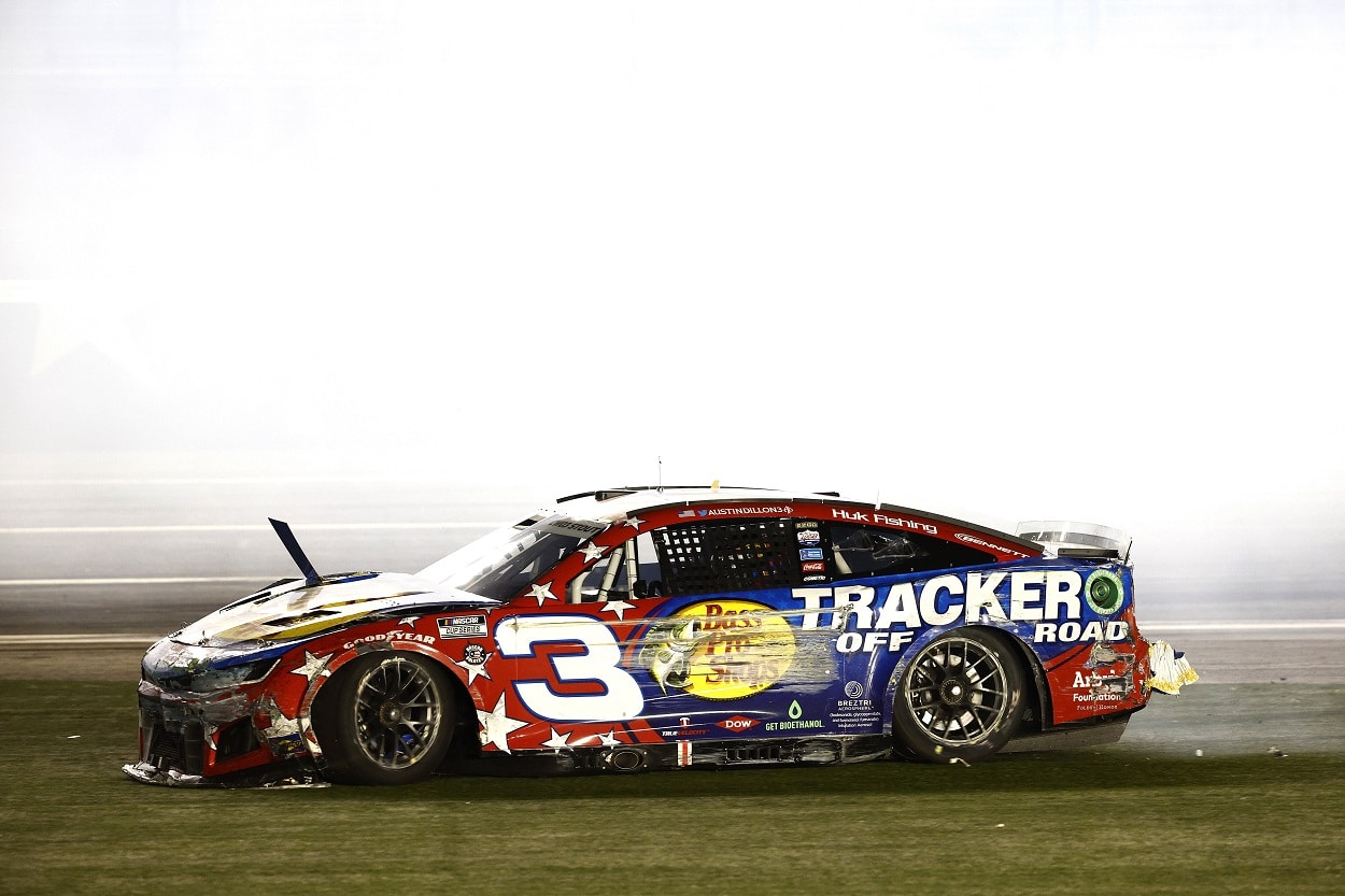 Austin Dillon following a crash at the 2022 NASCAR Cup Series Coca-Cola 600 at Charlotte Motor Speedway