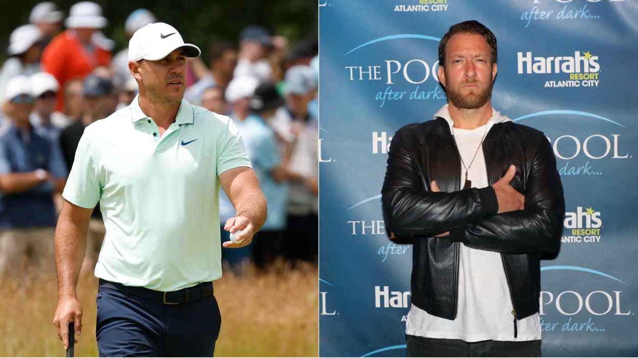 (L-R) golfer Brooks Koepka, who just joined LIV Golf, at the U.S. Open; Barstool Sports founder Dave Portnoy.