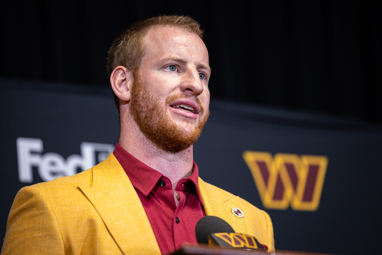 New Washington Commanders quarterback Carson Wentz in 2022.