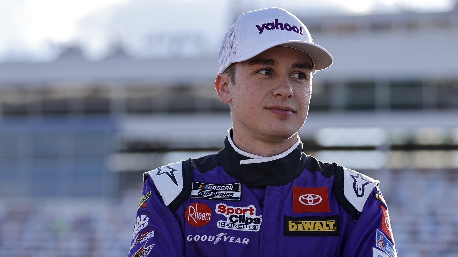 Christopher Bell looks on during practice for the NASCAR Cup Series Coca-Cola 600 at Charlotte Motor Speedway on May 28, 2022.