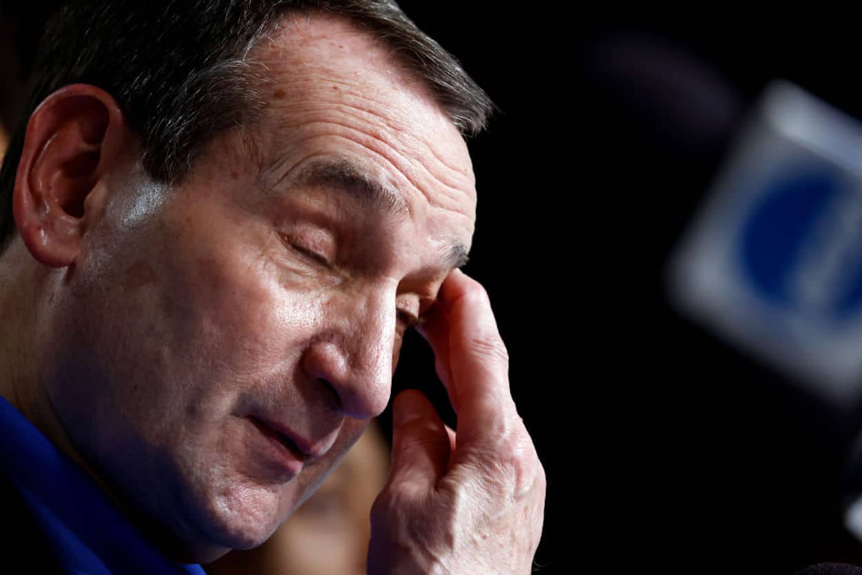 Duke basketball coach Mike Krzyzewski during his final NCAA Tournament press conference.